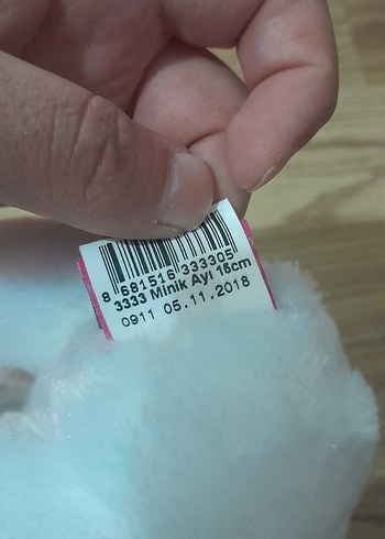 Beden Renk Beyaz Peluş Ayıcık Oyuncak 15cm