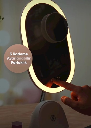 Işıklı Ayarlana Bilir Oval Masaüstü Makyaj Aynası - Görsel 3