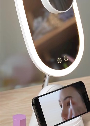 Işıklı Ayarlana Bilir Oval Masaüstü Makyaj Aynası - Görsel 2