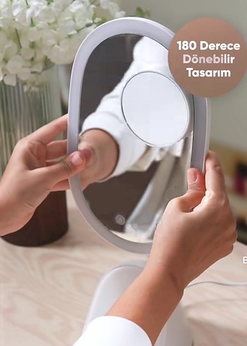 Işıklı Ayarlana Bilir Oval Masaüstü Makyaj Aynası - Görsel 4