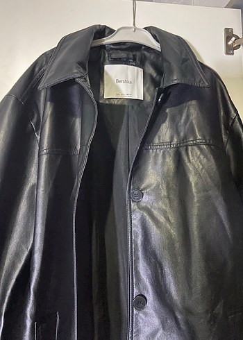 Bershka Suni Deri Düğmeli Ceket Unisex - Görsel 3