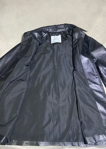 Bershka Suni Deri Düğmeli Ceket Unisex - Görsel 5