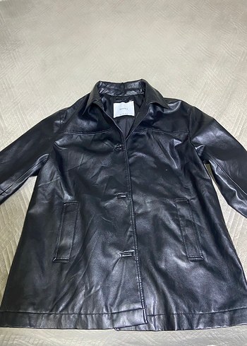 Bershka Suni Deri Düğmeli Ceket Unisex - Görsel 4