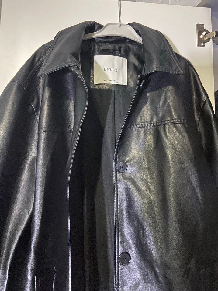 Bershka Suni Deri Düğmeli Ceket Unisex - Görsel 3