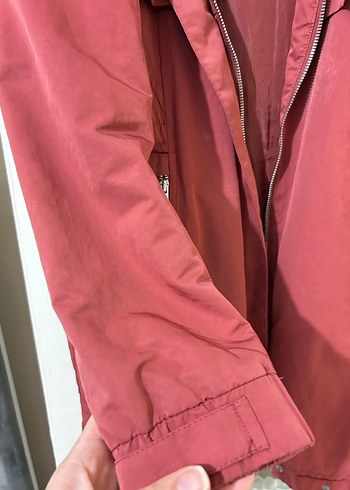 Bordo Midi Boy Fermuarlı Kadın Ceket yağmurluk - Görsel 3