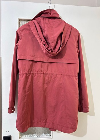 Bordo Midi Boy Fermuarlı Kadın Ceket yağmurluk - Görsel 4