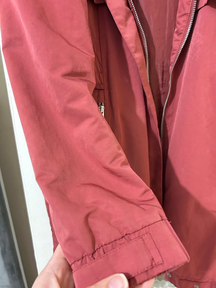 Bordo Midi Boy Fermuarlı Kadın Ceket yağmurluk - Görsel 3