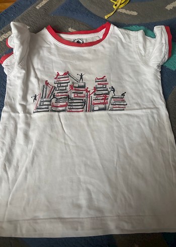 Kız Çocuk Beyaz Baskılı Kısa Kollu Tişört - Görsel 11