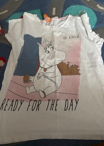 Kız Çocuk Beyaz Baskılı Kısa Kollu Tişört - Görsel 19