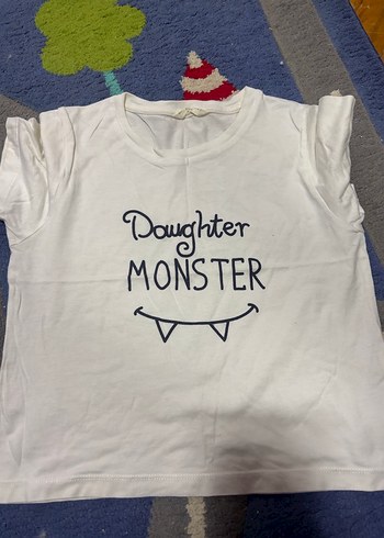 Kız Çocuk Beyaz Baskılı Kısa Kollu Tişört - Görsel 4