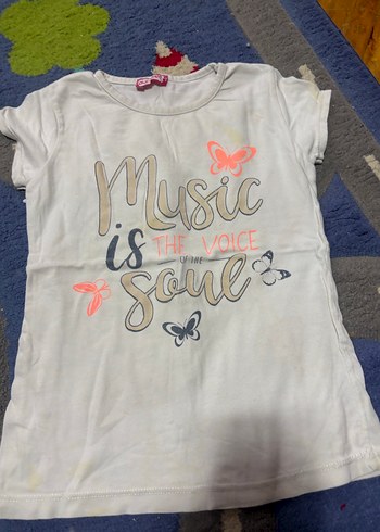 Kız Çocuk Beyaz Baskılı Kısa Kollu Tişört - Görsel 3