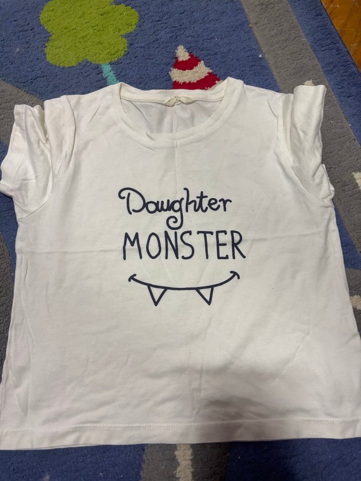 Kız Çocuk Beyaz Baskılı Kısa Kollu Tişört - Görsel 4