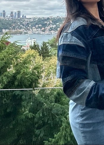 Çok desenli Crop Kot Ceket - Görsel 3