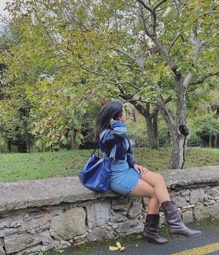 Çok desenli Crop Kot Ceket - Görsel 4