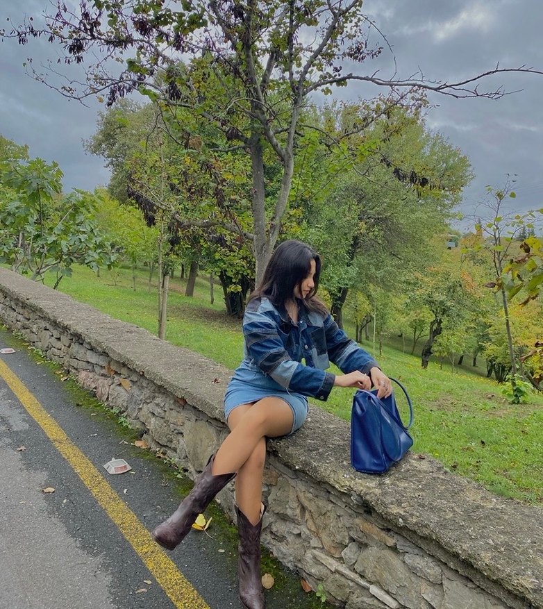 Çok desenli Crop Kot Ceket - Görsel 2