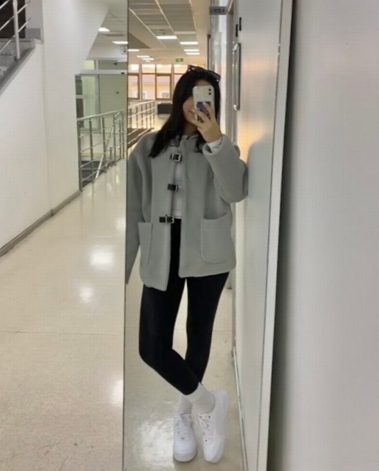 Gri Tokalı Rahat Kadın Ceket - Görsel 2