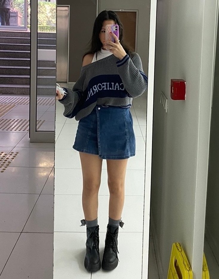 Nakışlı Gri Kısa Triko Kadın Kazak - Görsel 2