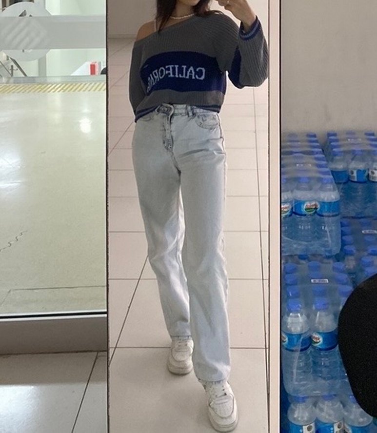 Nakışlı Gri Kısa Triko Kadın Kazak - Görsel 3