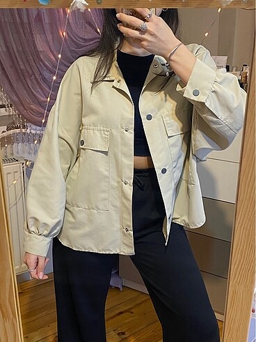 l Beden camel Renk KREM OVERSIZE CEKET