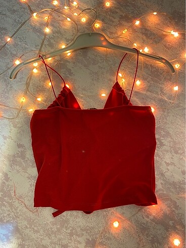 Kırmızı Askılı Crop - Görsel 4