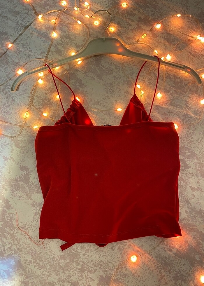 Kırmızı Askılı Crop - Görsel 4