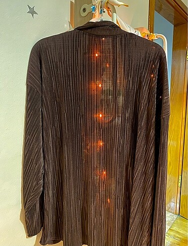 Mürdüm- Acı Kahve karışımı ifil satenimsi gömlek - Görsel 7