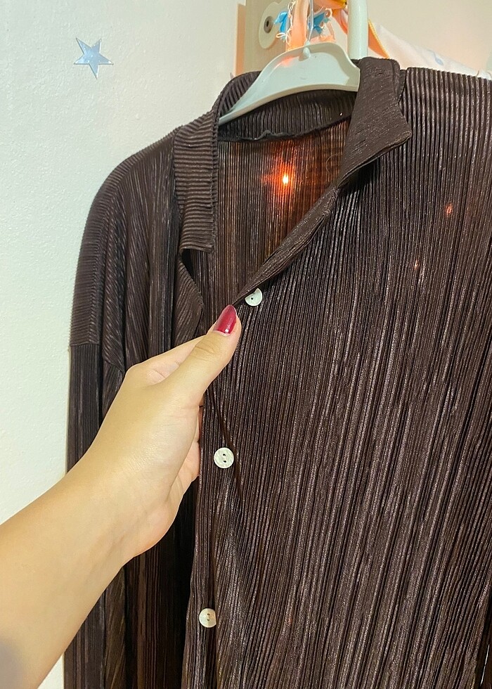 Mürdüm- Acı Kahve karışımı ifil satenimsi gömlek - Görsel 2