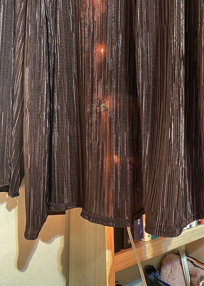 Mürdüm- Acı Kahve karışımı ifil satenimsi gömlek - Görsel 5