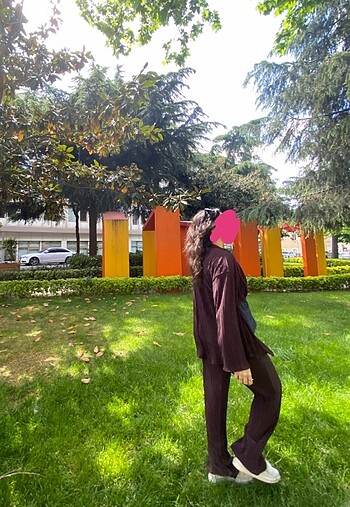 Acı kahve büzülü ifi ifil alt-üst takım - Görsel 2