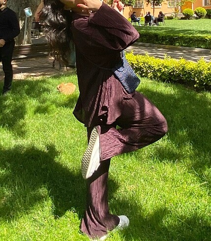 Acı kahve büzülü ifi ifil alt-üst takım - Görsel 3