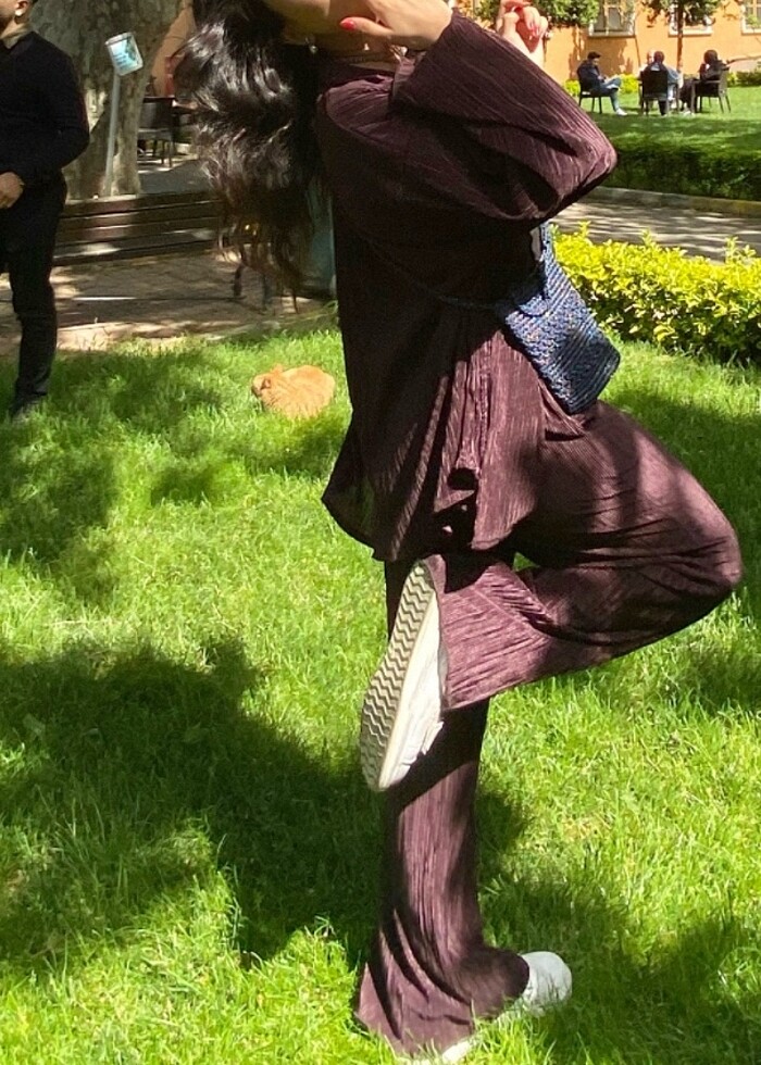 Acı kahve büzülü ifi ifil alt-üst takım - Görsel 3