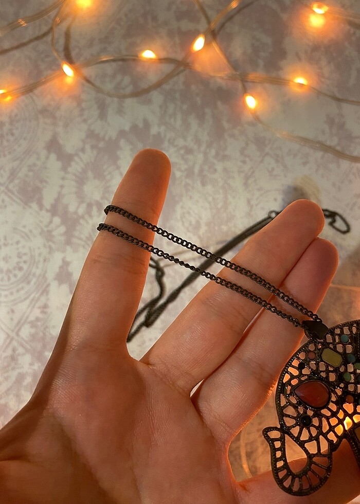 Uzun zincirli taşlı model fil kolye - Görsel 4