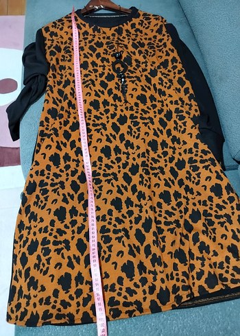 50 Beden Leopar Desenli Midi Tunik