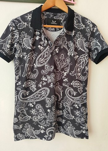 şal Desenli Kısa Kollu Erkek Polo Tişört