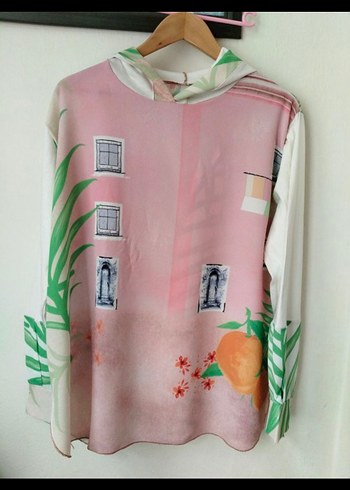 Pembe Baskılı  Kadın Sweatshirt - Görsel 4