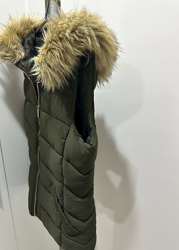 Kadın Yeşil Kürklü Şişme Yelek - Görsel 5