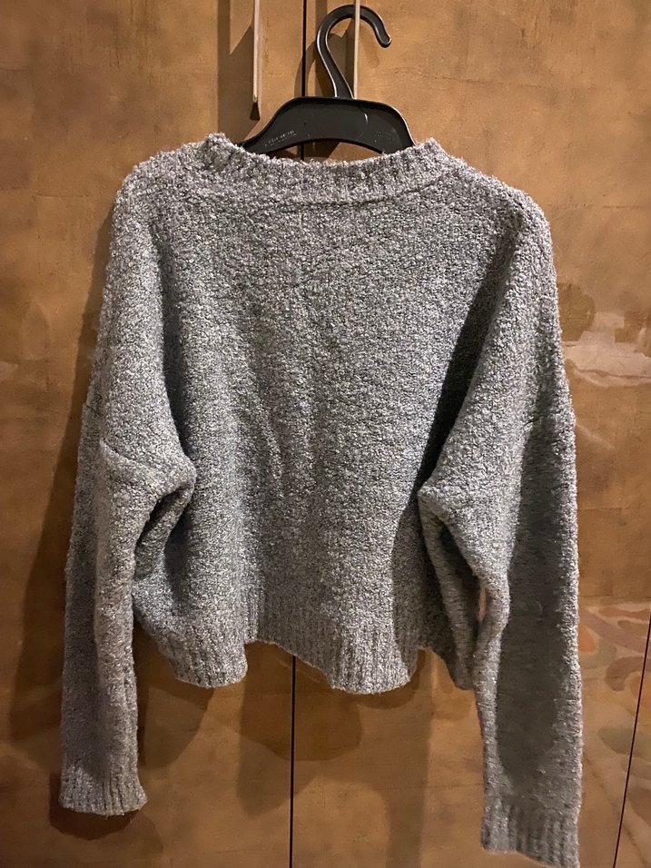 Gri Kadın Triko Kazak - Görsel 4