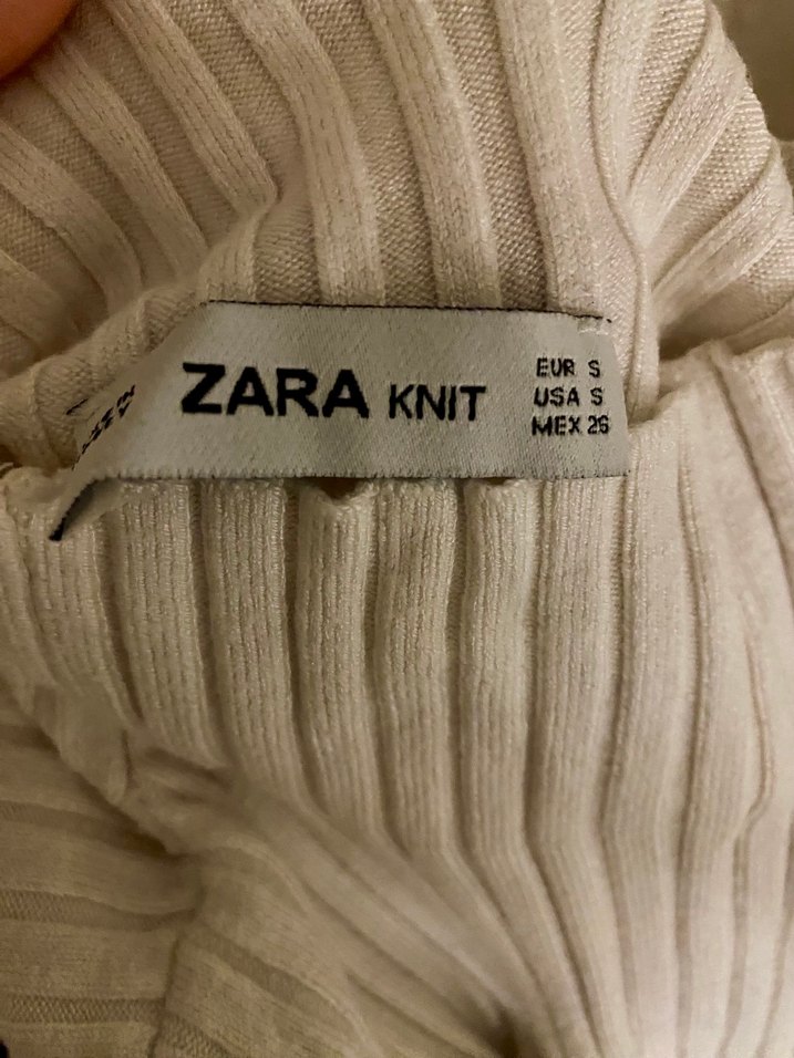 Zara Beyaz-Siyah Uzun Triko Elbise - Görsel 4