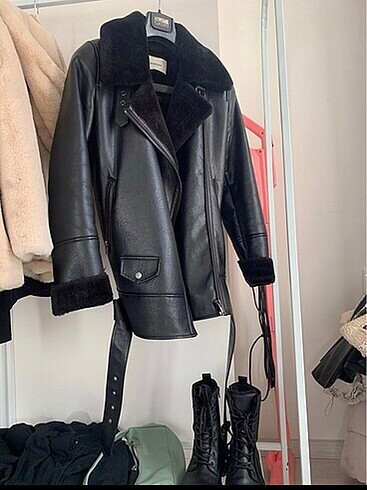 s Beden Stradivarius biker mont deri