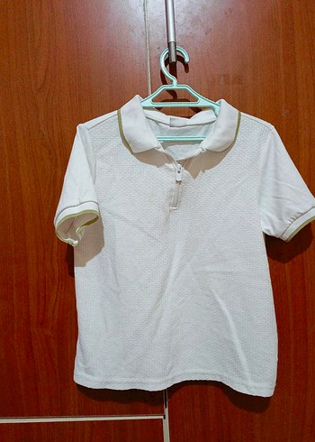 Beyaz Kısa Kollu Polo Tişört - Görsel 3