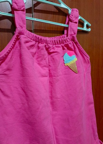 Kız Çocuk Pembe Fırfırlı Askılı Tulum - Görsel 4