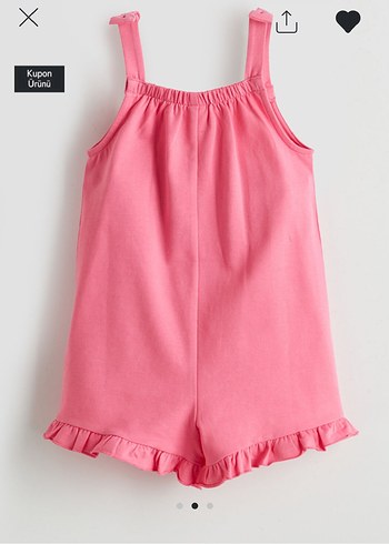 Kız Çocuk Pembe Fırfırlı Askılı Tulum - Görsel 2