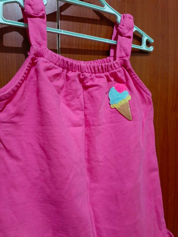 Kız Çocuk Pembe Fırfırlı Askılı Tulum - Görsel 4