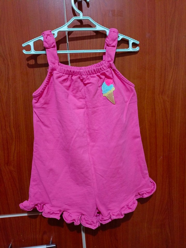 Kız Çocuk Pembe Fırfırlı Askılı Tulum - Görsel 3