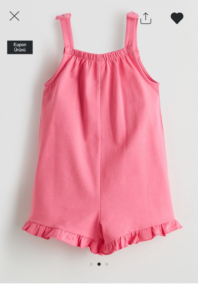 Kız Çocuk Pembe Fırfırlı Askılı Tulum - Görsel 2