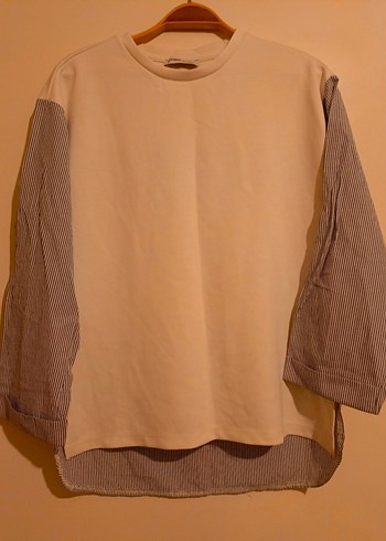 Kadın Beyaz Pamuklu Uzun Kollu sweatshirt - Görsel 4