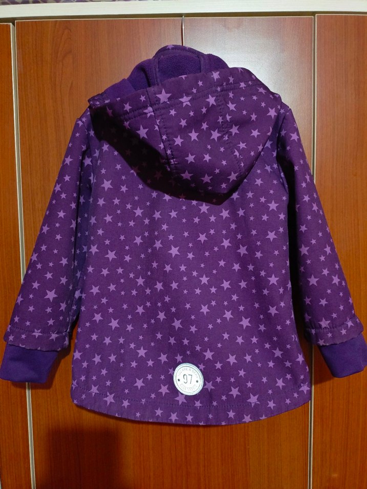 Mor Yıldız Desenli Kız Çocuk Kapüşonlu Ceket - Görsel 2