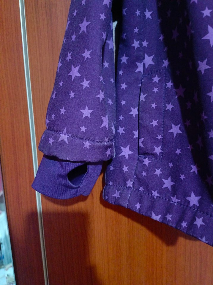 Mor Yıldız Desenli Kız Çocuk Kapüşonlu Ceket - Görsel 5