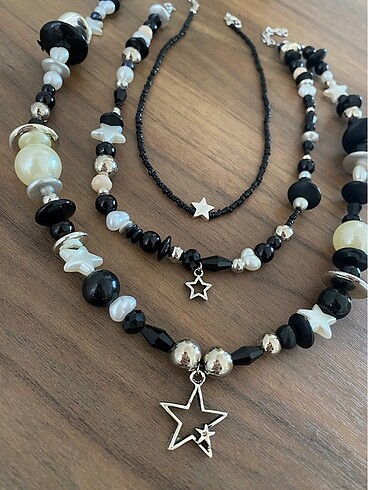 American Vintage 3 lü grunge yıldızlı kolye seti