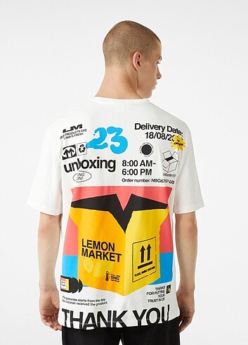 s Beden BERSHKA Baskılı Regular Fit Tshirt